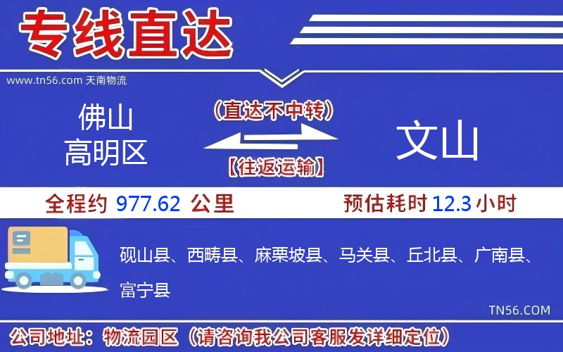 拉萨高妙区到文山物流公司