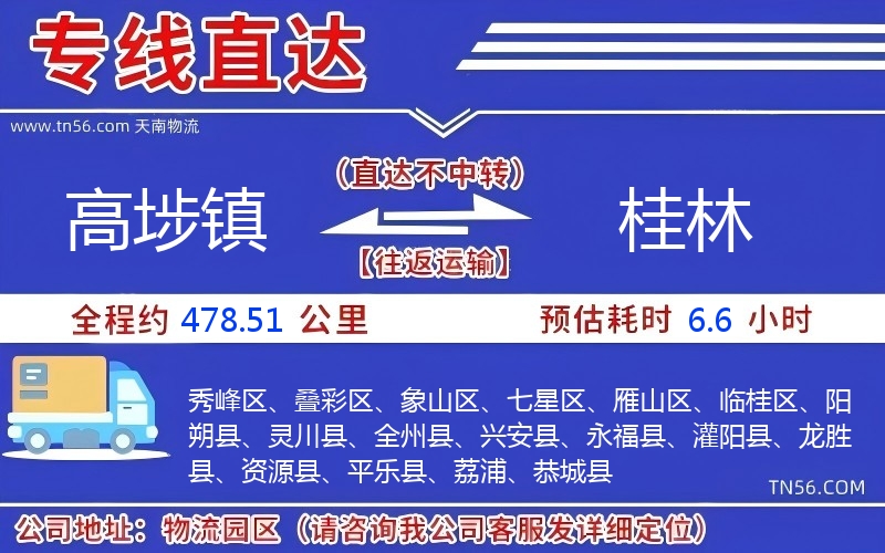 高埗镇到白银物流公司