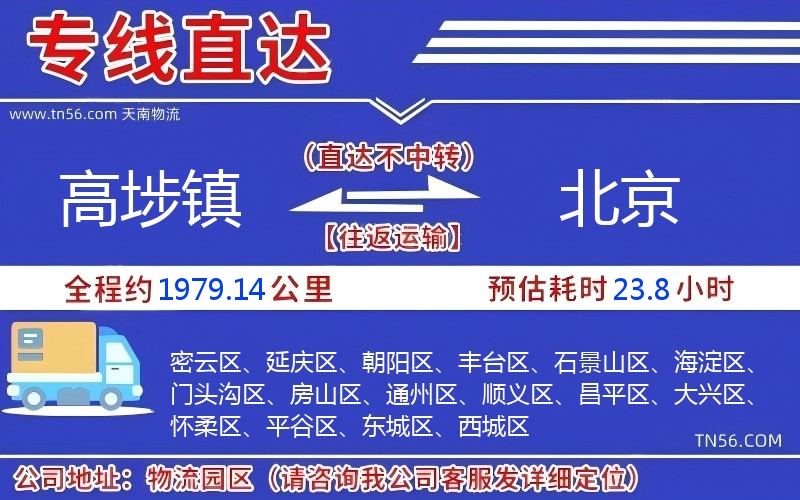 高埗镇到北京物流公司