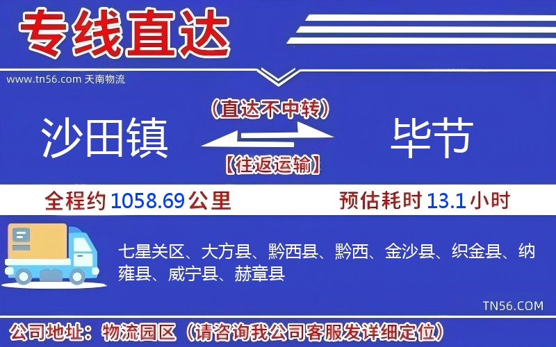 沙田镇到毕节物流公司