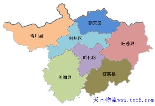 汉中到广元物流地图